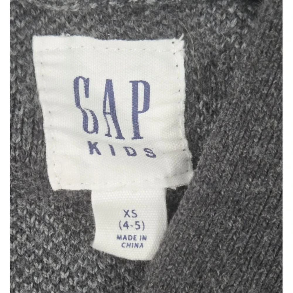 GapKids Boys XS 4-5 Cardigan Sweater Gray Checkerboard Pattern School Preppy